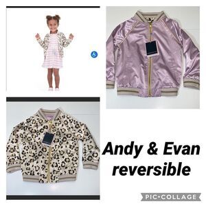 🔥Andy & Evan reversible jacket Leopard Bomber Sz 3 New